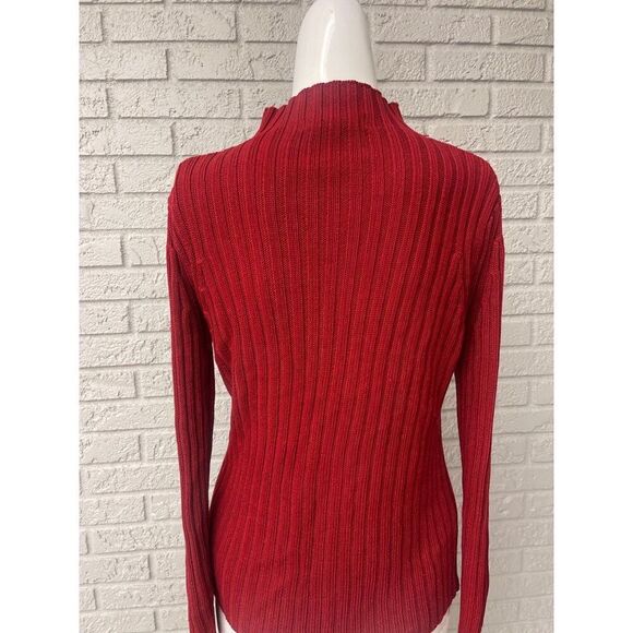 Express Women Burgundy High Neck Cable Sweater Size S - Picture 2 of 6